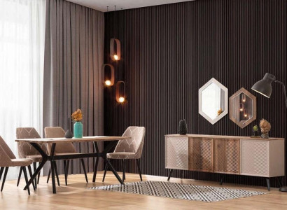 Beige Esszimmer Moderne Esszimmer Garnitur Esstisch Anrichte 2x Spiegel